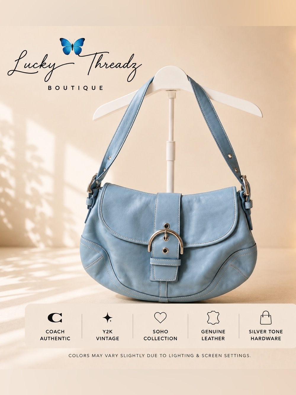 Rare Y2K Coach Soho Sky Blue Leather Flap Bag 9248 Vintage Pristine Condition
